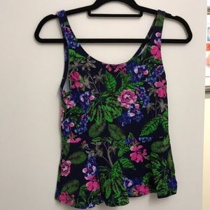 Floral peplum tank top with zipper back